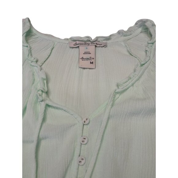 American Rag Women's Kimono Sleeve Peasant Top Opal Blue Size Medium - Picture 2 of 7